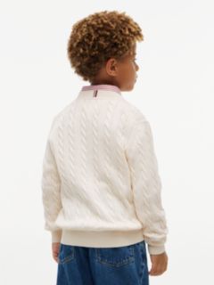 Cable Knit Crew Neck Jumper — Yellow 4