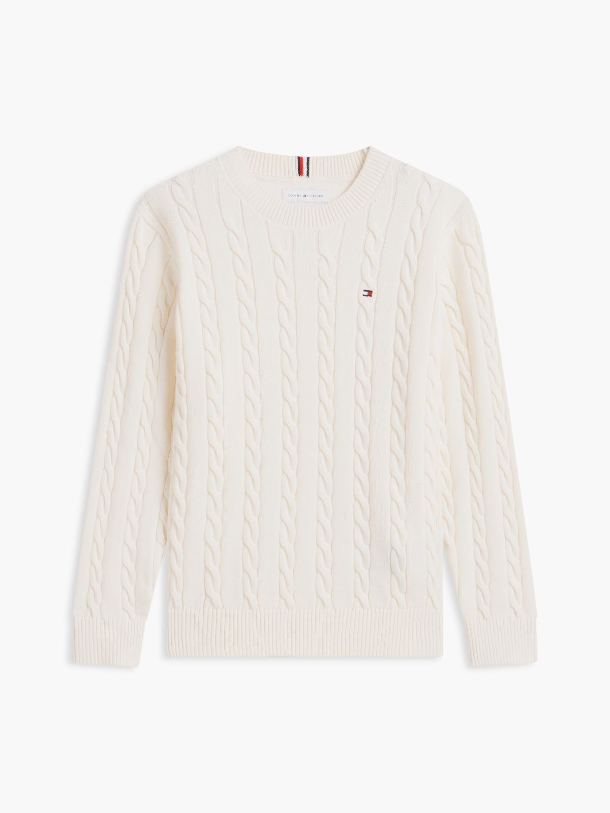 Cable Knit Crew Neck Jumper — Yellow