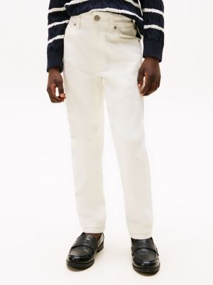 white white slim straight leg jeans for boys tommy hilfiger