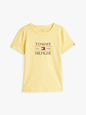 t-shirt adaptive à logo jaune pour garçons tommy hilfiger