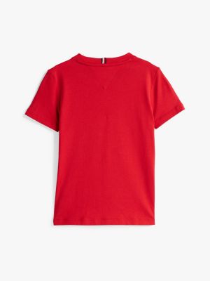 t-shirt adaptive à logo rouge pour garçons tommy hilfiger