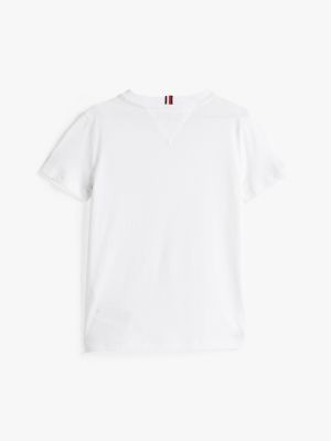 t-shirt adaptive con logo bianco da bambini tommy hilfiger