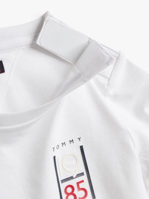 t-shirt adaptive con logo bianco da bambini tommy hilfiger