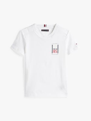 white adaptive logo t-shirt for boys tommy hilfiger