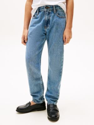 blau straight leg jeans mit fade-effekt für jungen - tommy hilfiger