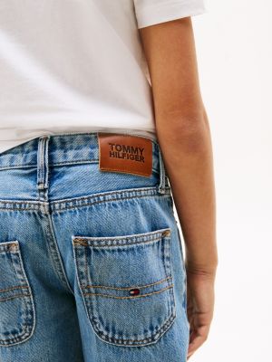 jean droit délavé bleu pour garçons tommy hilfiger