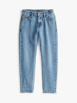 blauw faded straight leg jeans voor jongens - tommy hilfiger