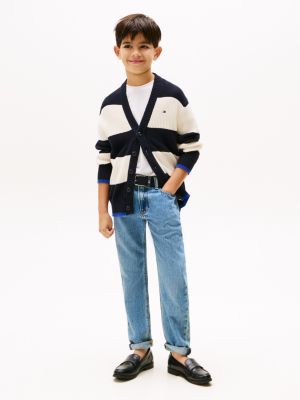 blue straight leg jeans mit fade-effekt für jungen - tommy hilfiger