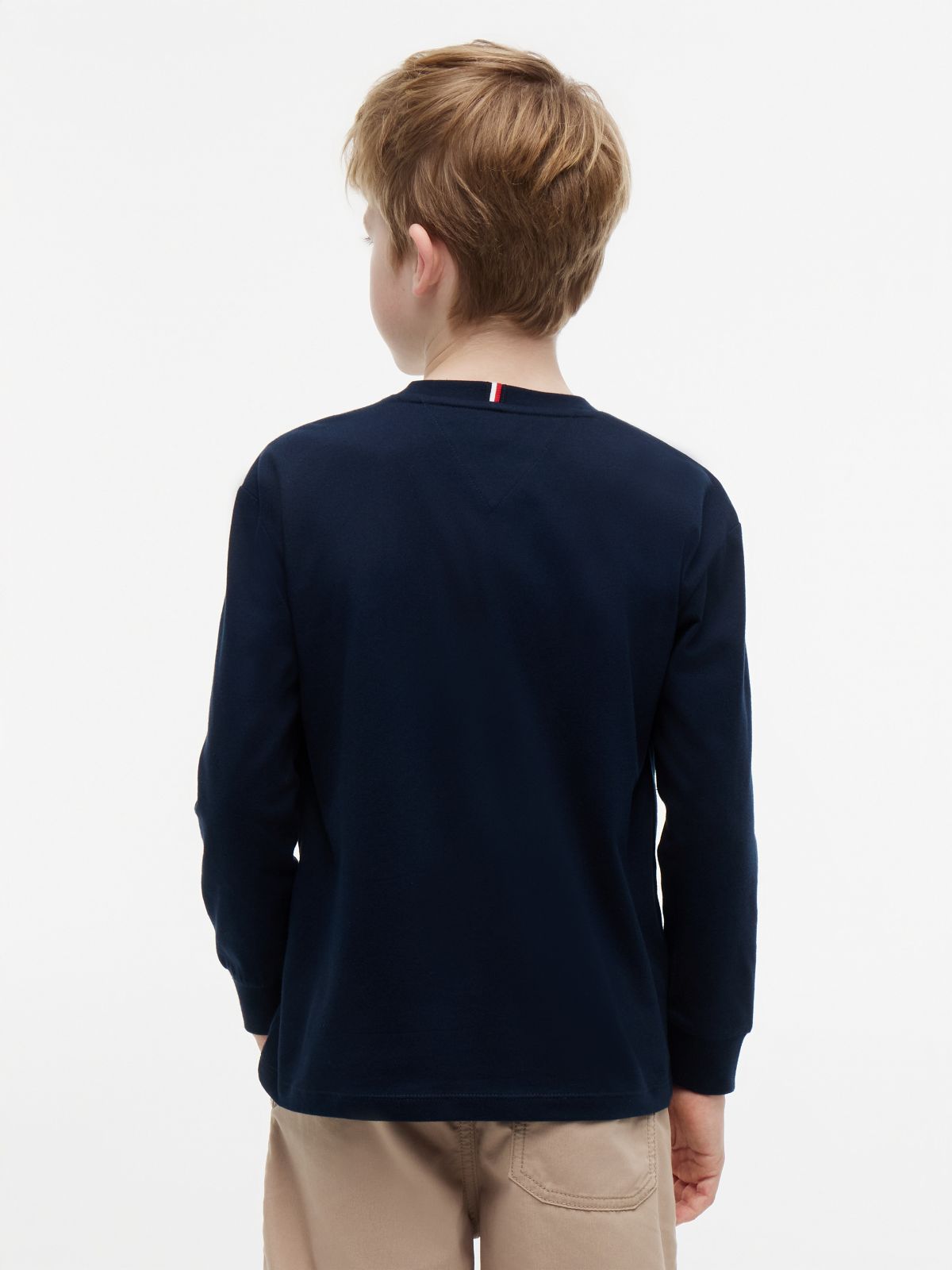 Flag Embroidery Relaxed Long Sleeve T-Shirt — Blue