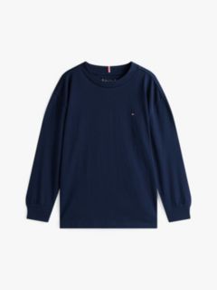 Flag Embroidery Relaxed Long Sleeve T-Shirt — Blue 5