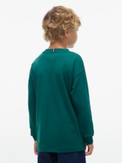 Flag Embroidery Relaxed Long Sleeve T-Shirt — Green 4