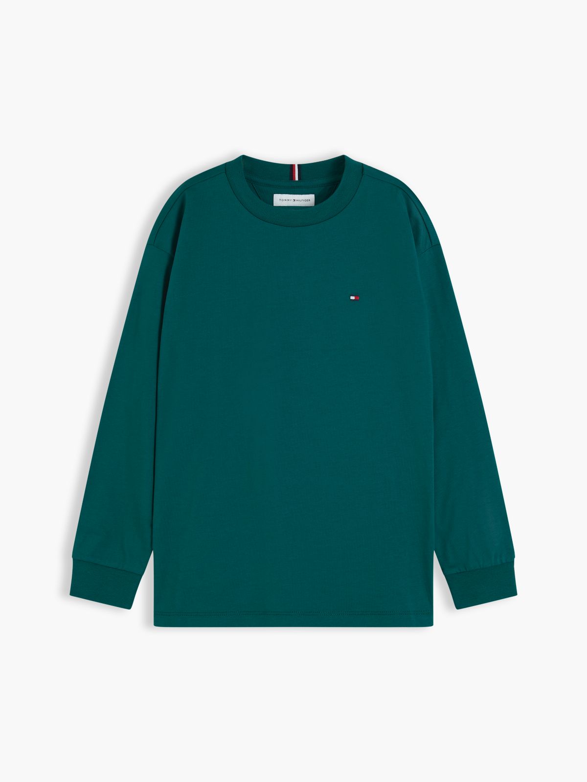 Flag Embroidery Relaxed Long Sleeve T-Shirt — Green