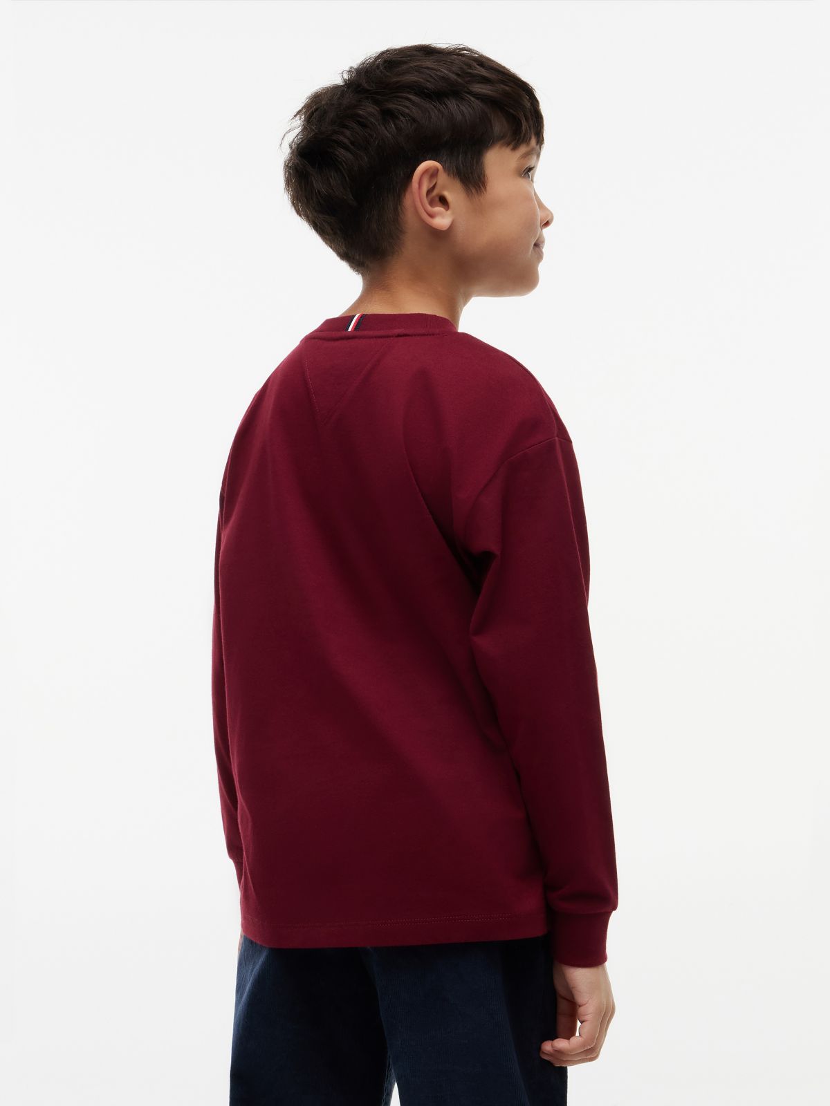Flag Embroidery Relaxed Long Sleeve T-Shirt — Purple