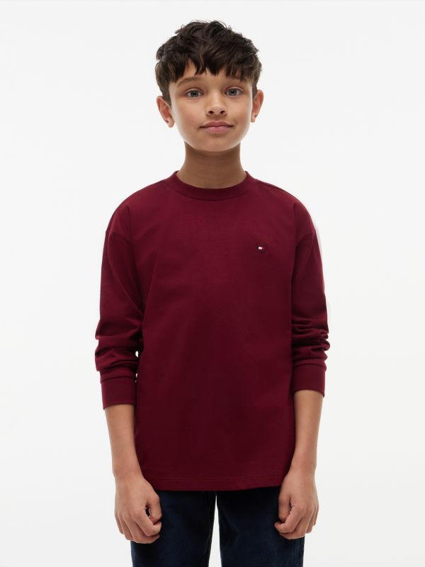 Flag Embroidery Relaxed Long Sleeve T-Shirt — Purple
