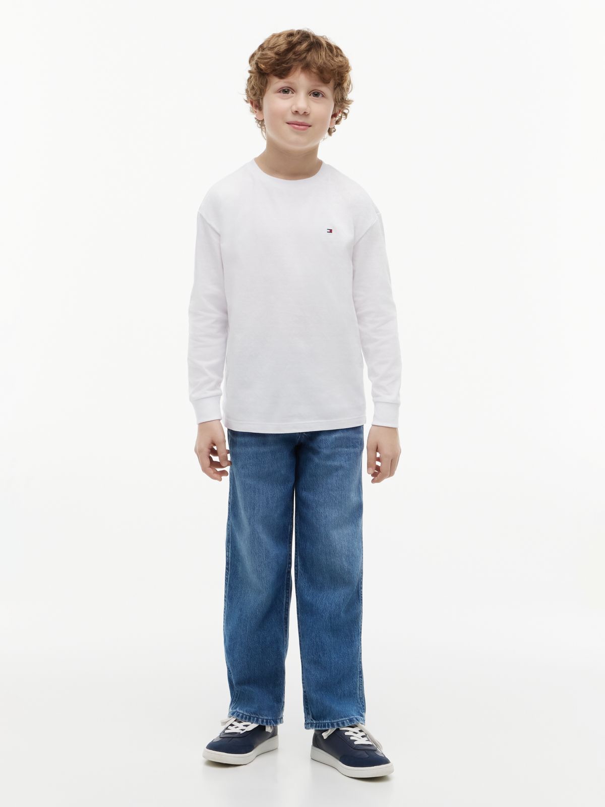 Flag Embroidery Relaxed Long Sleeve T-Shirt — White