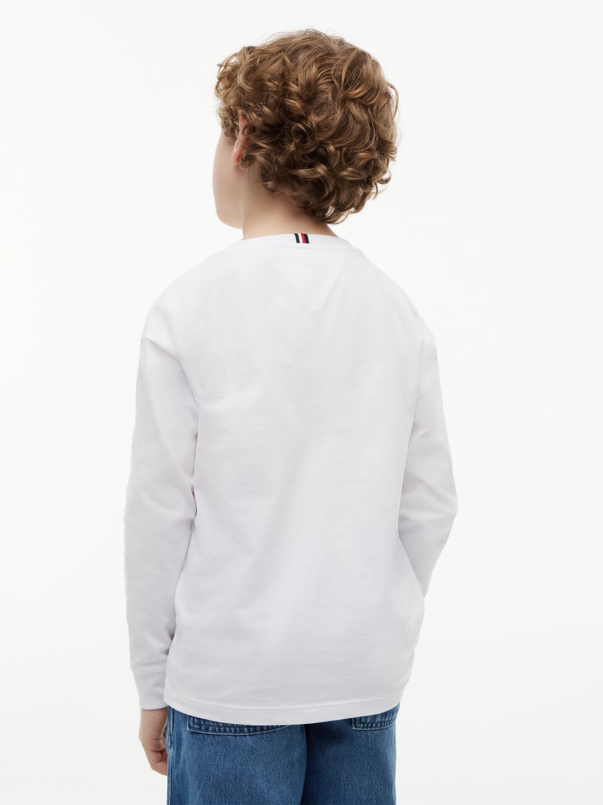 Flag Embroidery Relaxed Long Sleeve T-Shirt — White