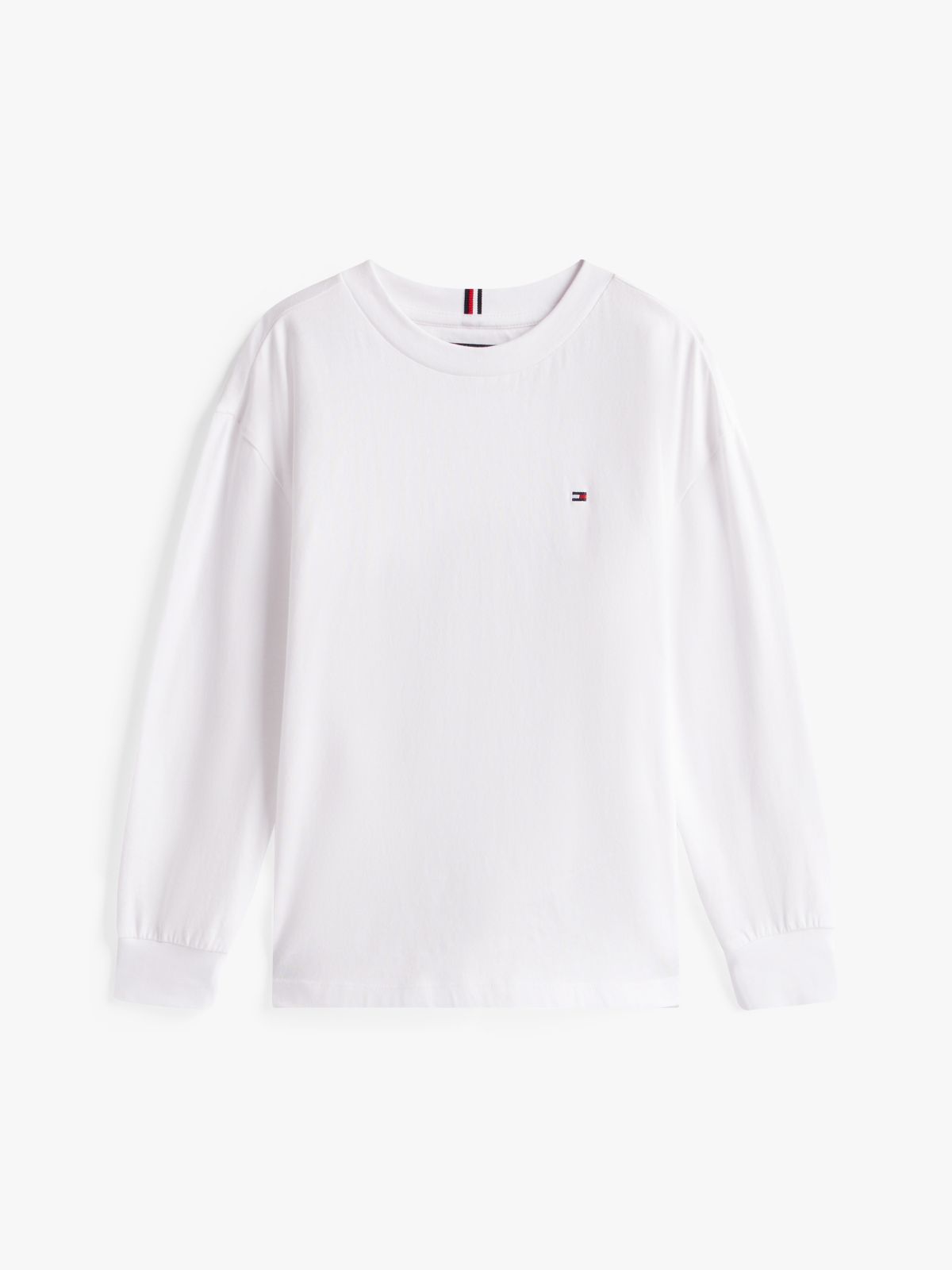 Flag Embroidery Relaxed Long Sleeve T-Shirt — White