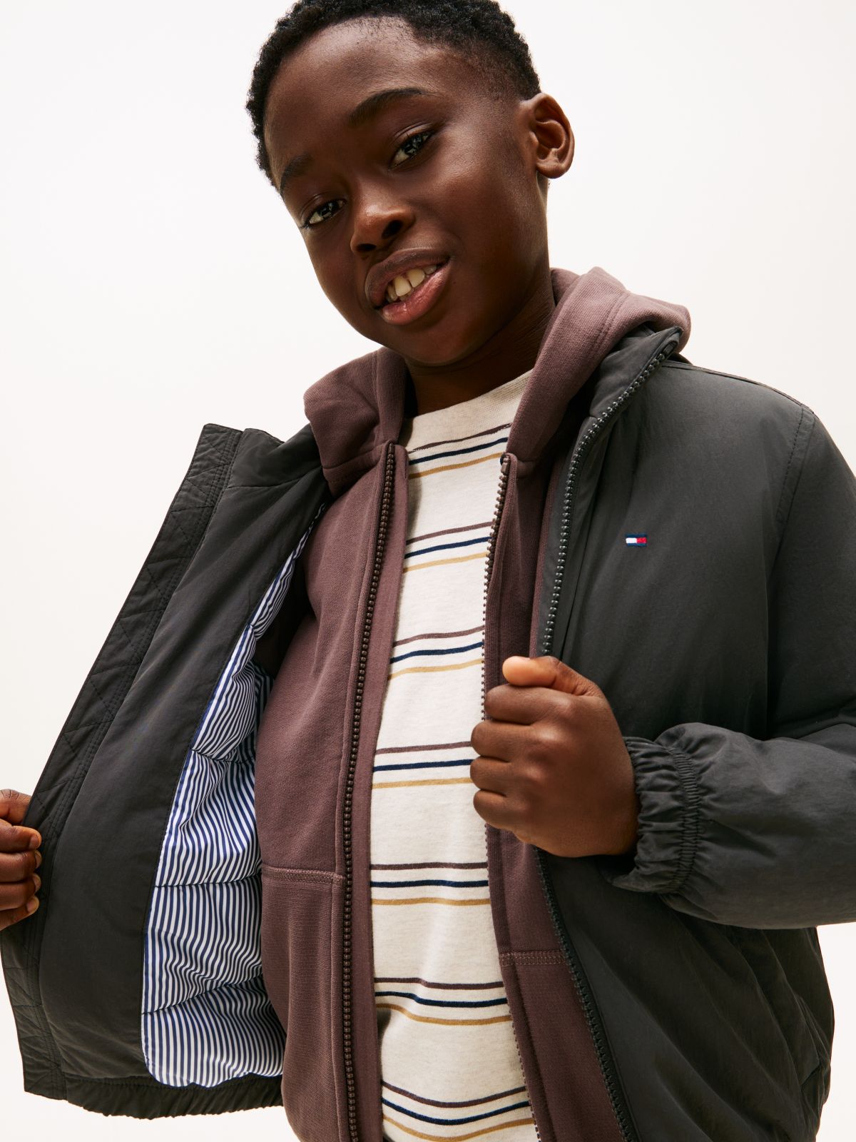 Essential Packable Hood Padded Jacket — Black