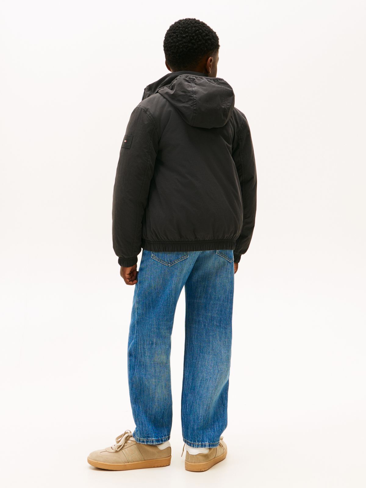 Essential Packable Hood Padded Jacket — Black