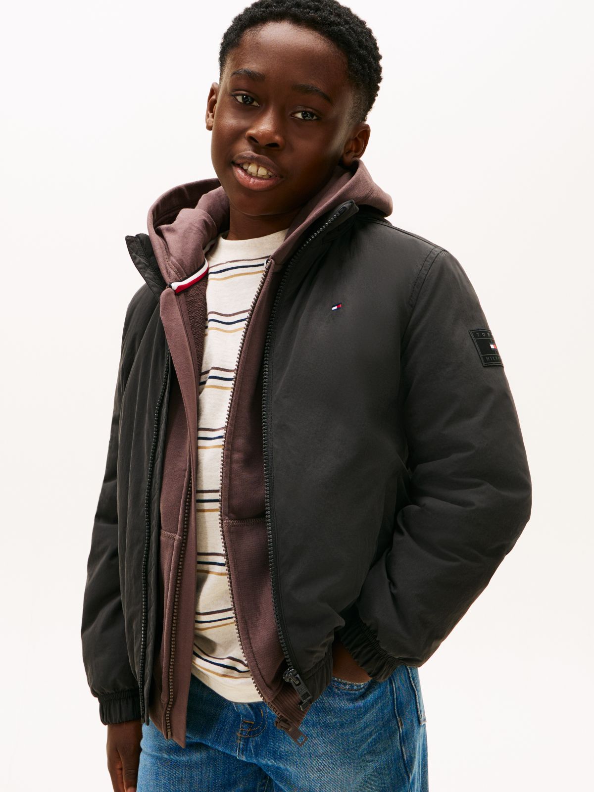 Essential Packable Hood Padded Jacket — Black