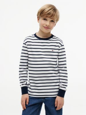 multi essential stripe relaxed long sleeve t-shirt for boys tommy hilfiger