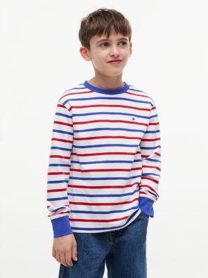 multi essential stripe relaxed long sleeve t-shirt for boys tommy hilfiger