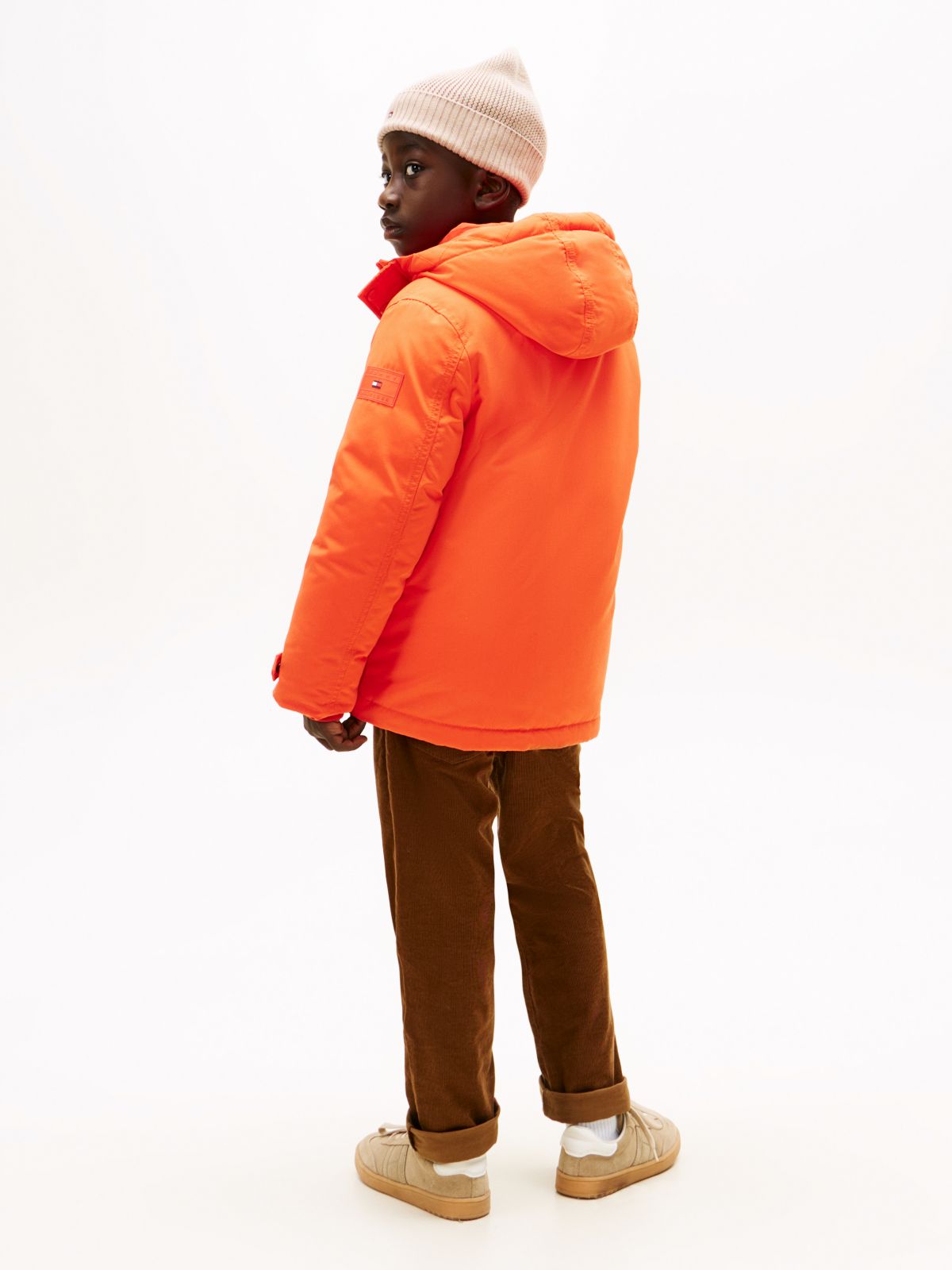 Essential Logo Patch Hooded Parka — Orange