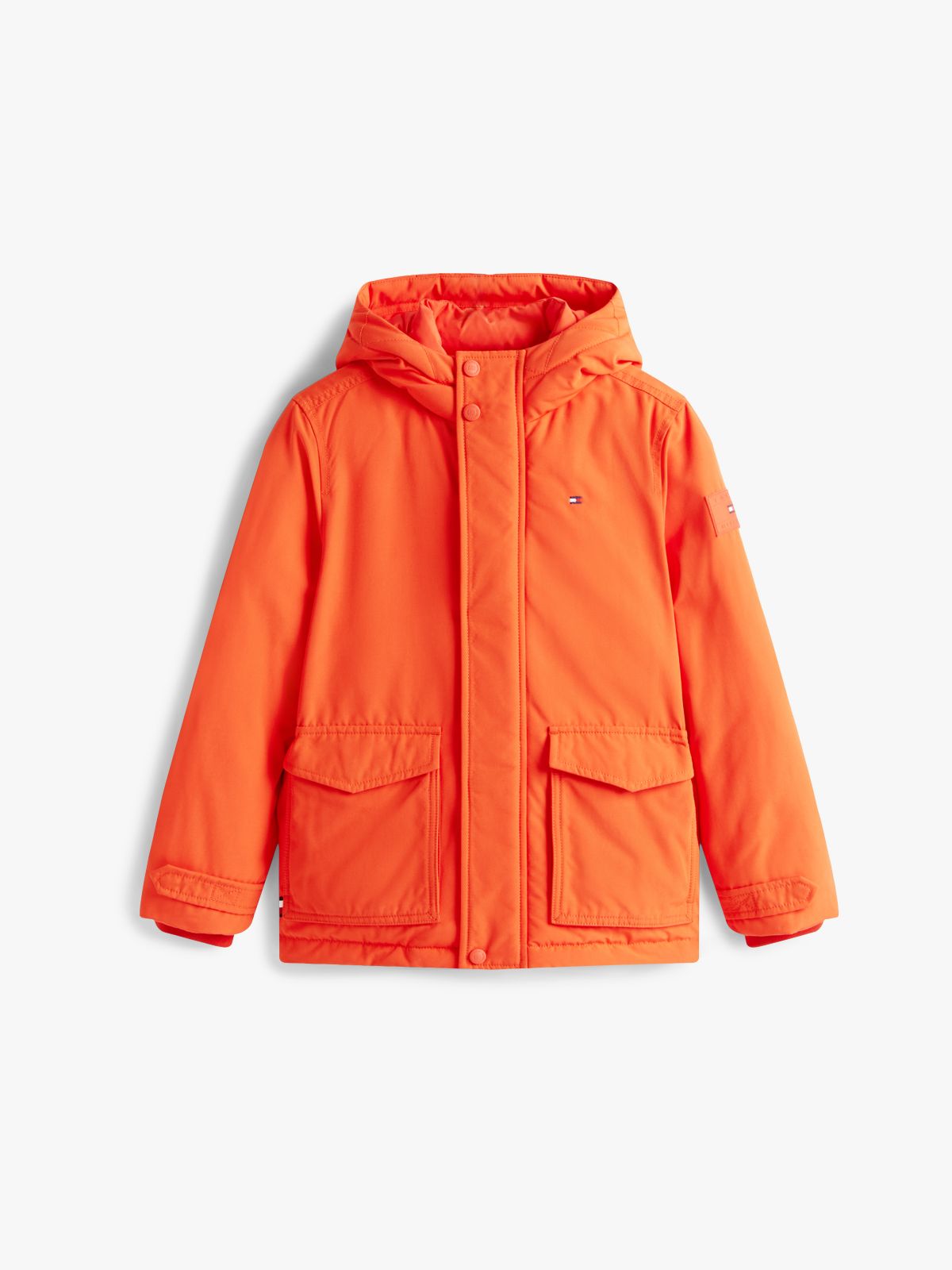 Essential Logo Patch Hooded Parka — Orange