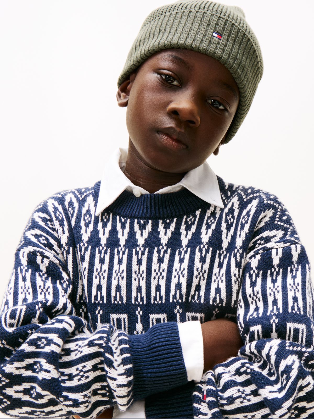 Fair Isle Crew Neck Jumper — Blue
