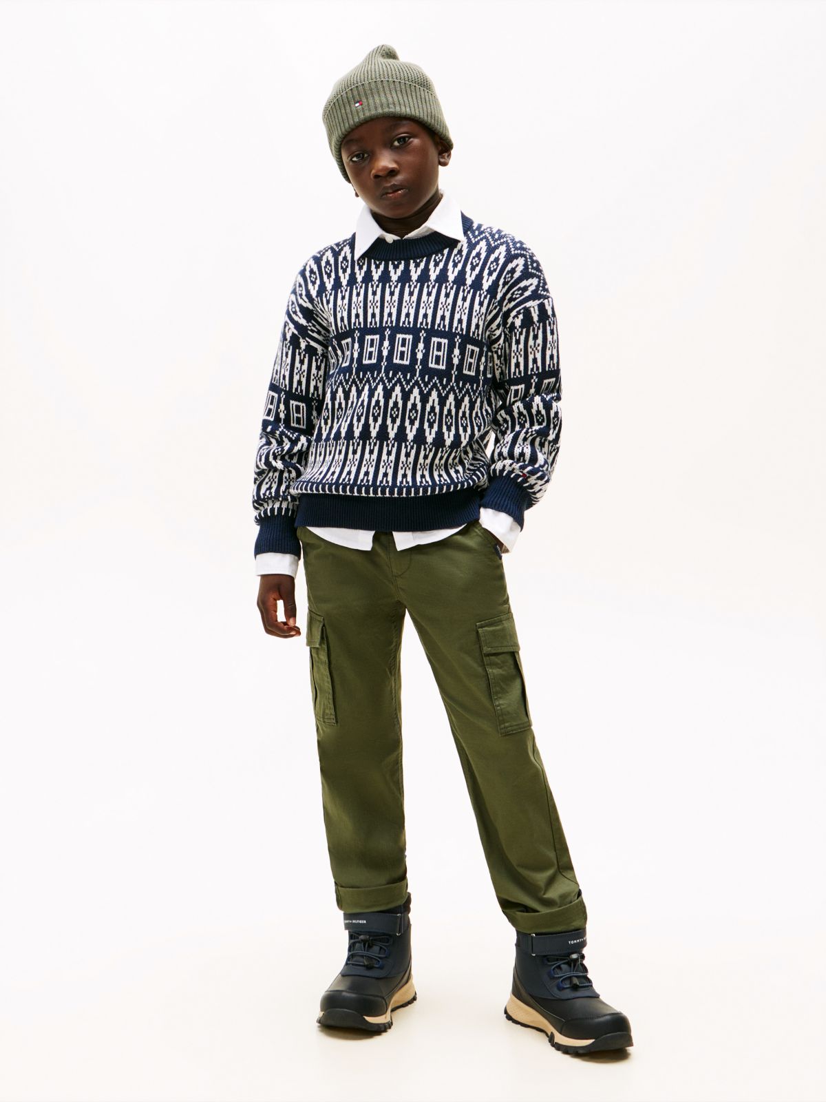Fair Isle Crew Neck Jumper — Blue