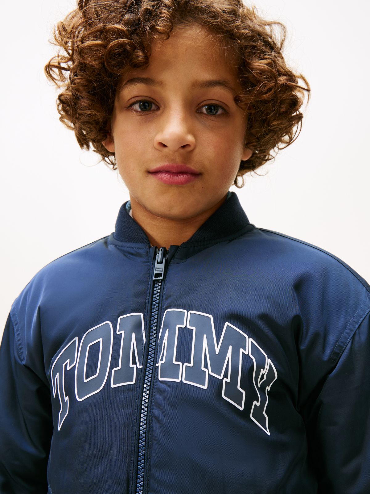 Varsity Reversible Relaxed Bomber Jacket — Blue