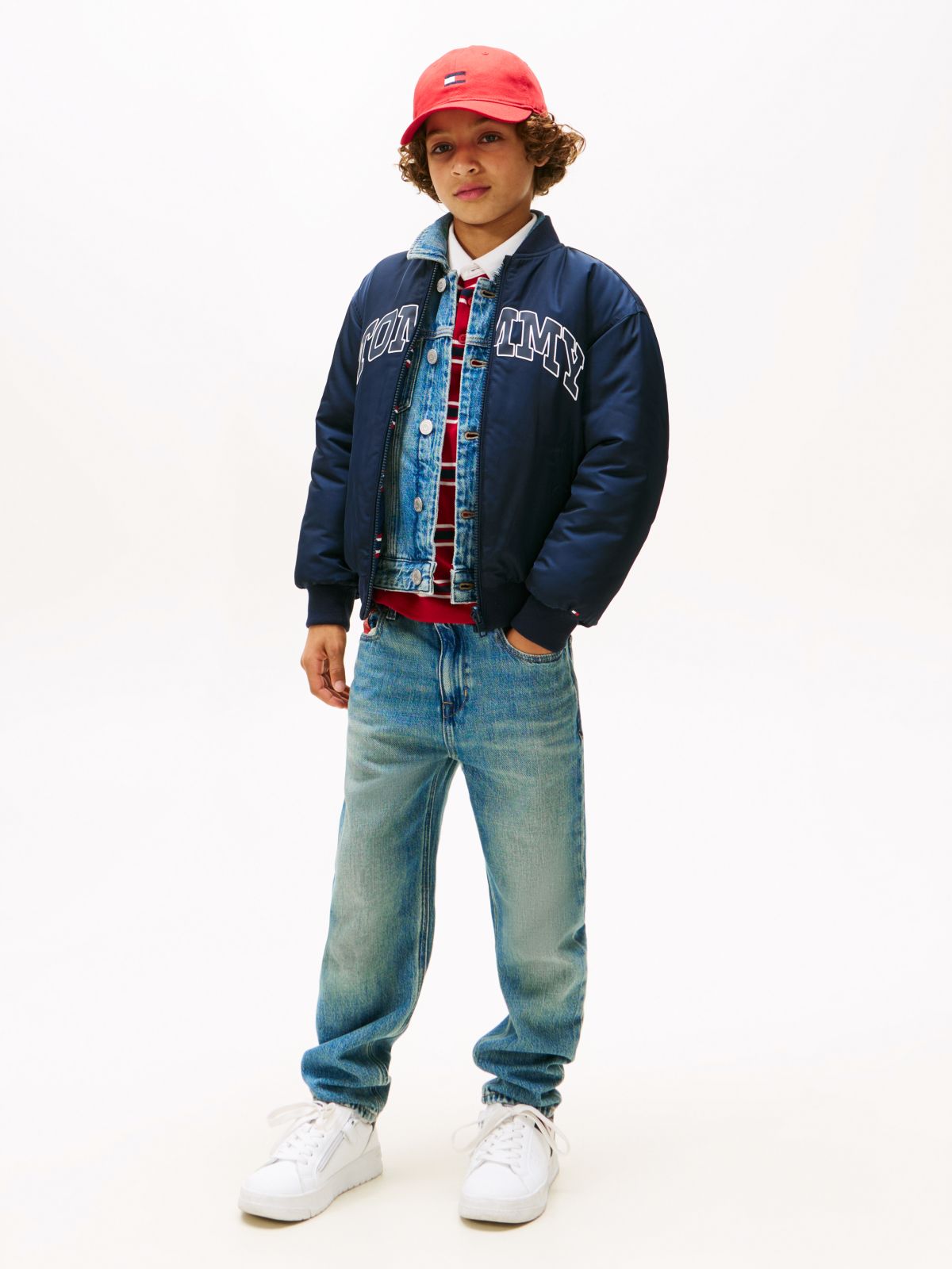 Varsity Reversible Relaxed Bomber Jacket — Blue