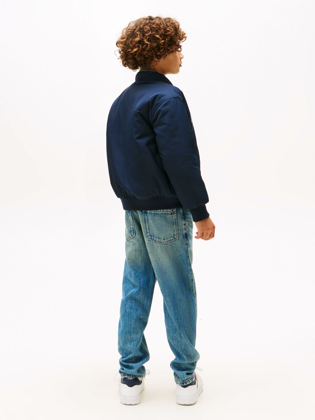 Varsity Reversible Relaxed Bomber Jacket — Blue