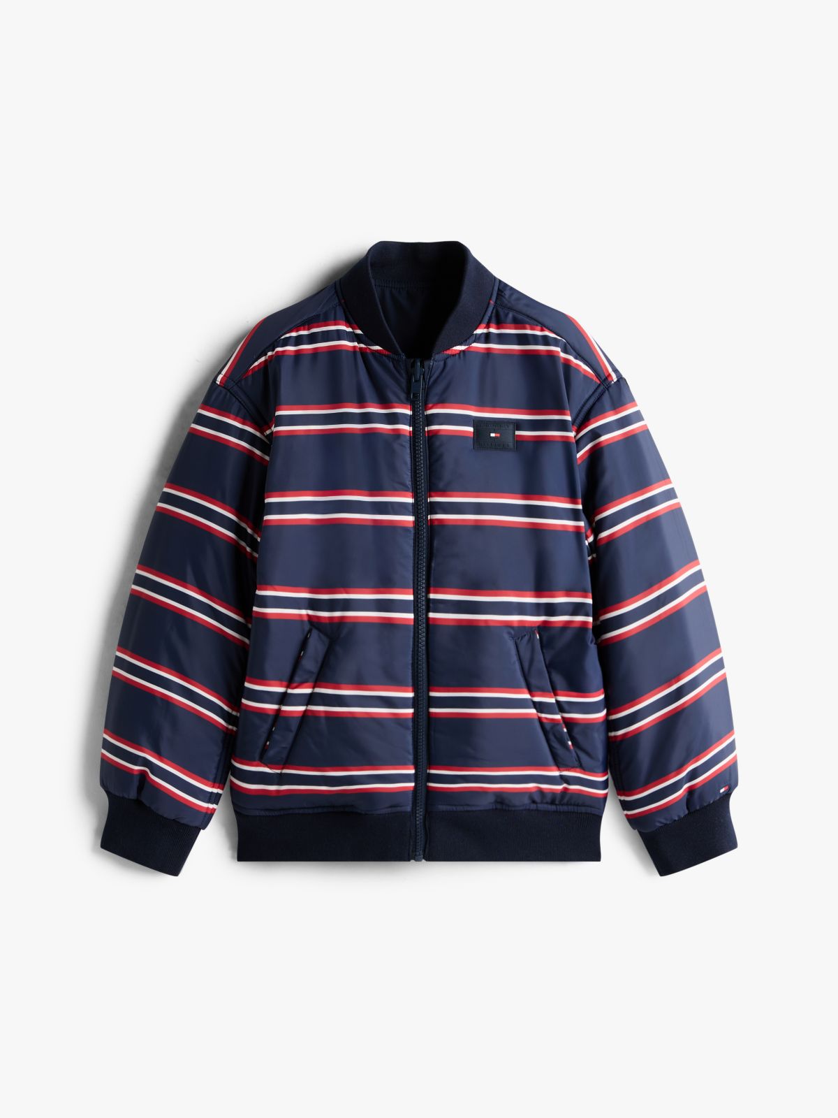 Varsity Reversible Relaxed Bomber Jacket — Blue