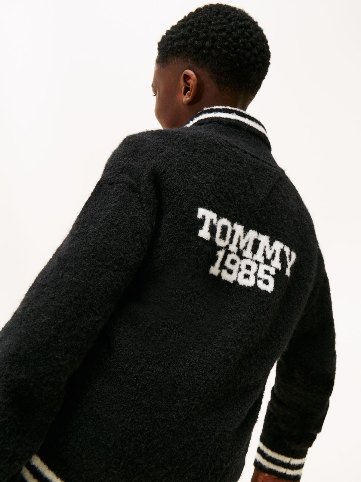 Wool Blend Back Logo Zip-Thru Sweatshirt — Black