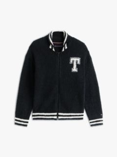Wool Blend Back Logo Zip-Thru Sweatshirt — Black 6