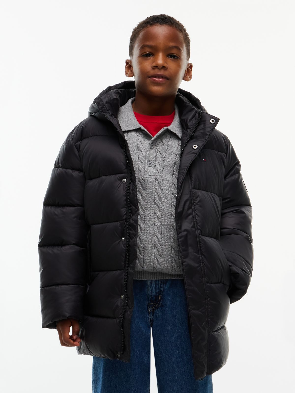 Essential Relaxed Padded Hooded Parka — Black