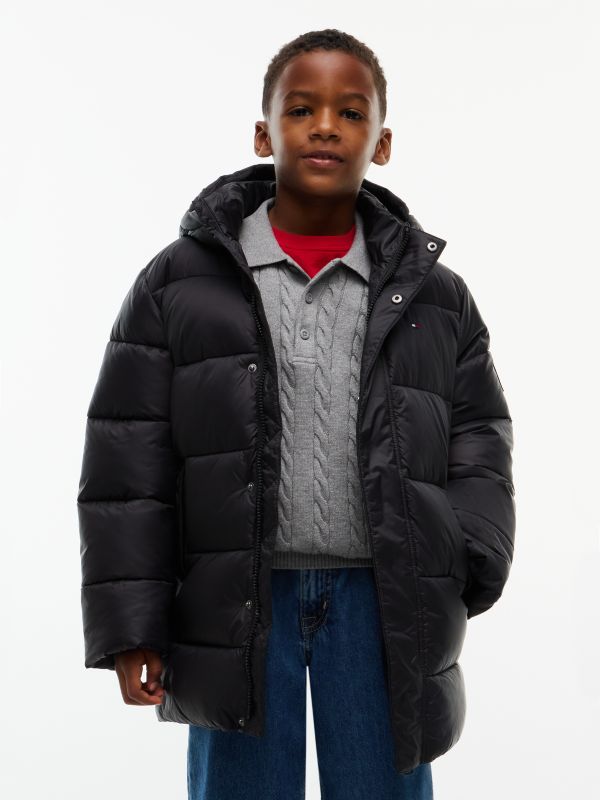 Essential Relaxed Padded Hooded Parka — Black
