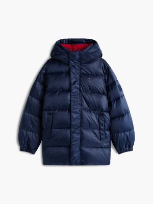 blue essential relaxed padded hooded parka for boys tommy hilfiger