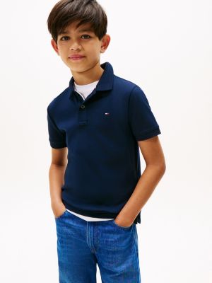 blue essential regular fit interlock polo shirt for boys tommy hilfiger