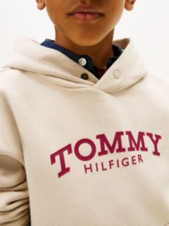 Logo Print Fleece Hoody — Beige 2