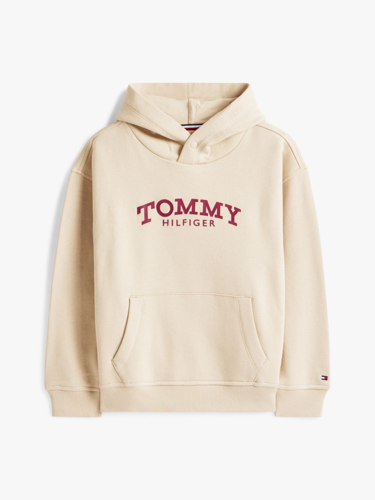 Logo Print Fleece Hoody — Beige