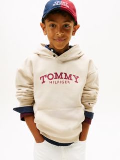 Logo Print Fleece Hoody — Beige 1