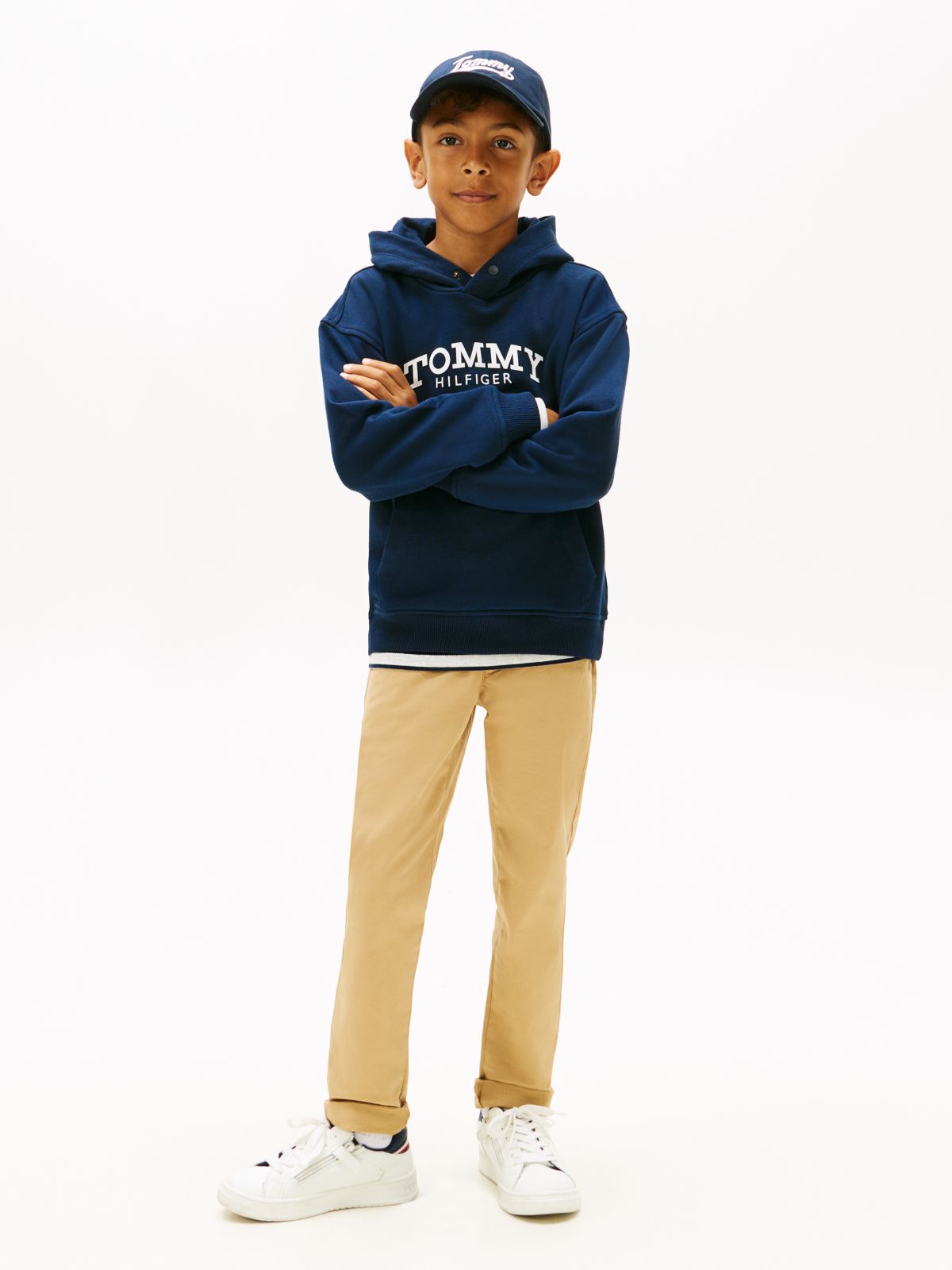 Logo Print Fleece Hoody — Blue