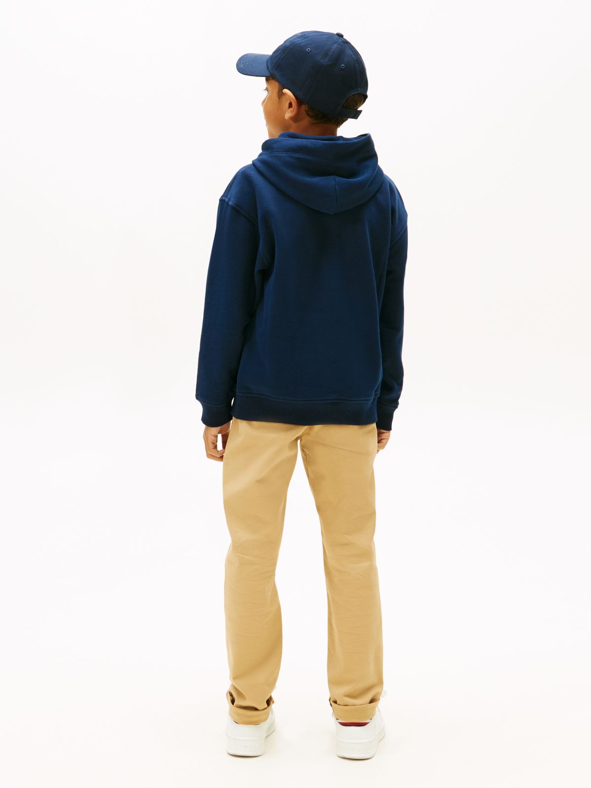 Logo Print Fleece Hoody — Blue