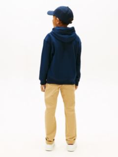 Logo Print Fleece Hoody — Blue 4
