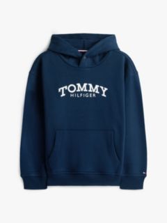 Logo Print Fleece Hoody — Blue 5