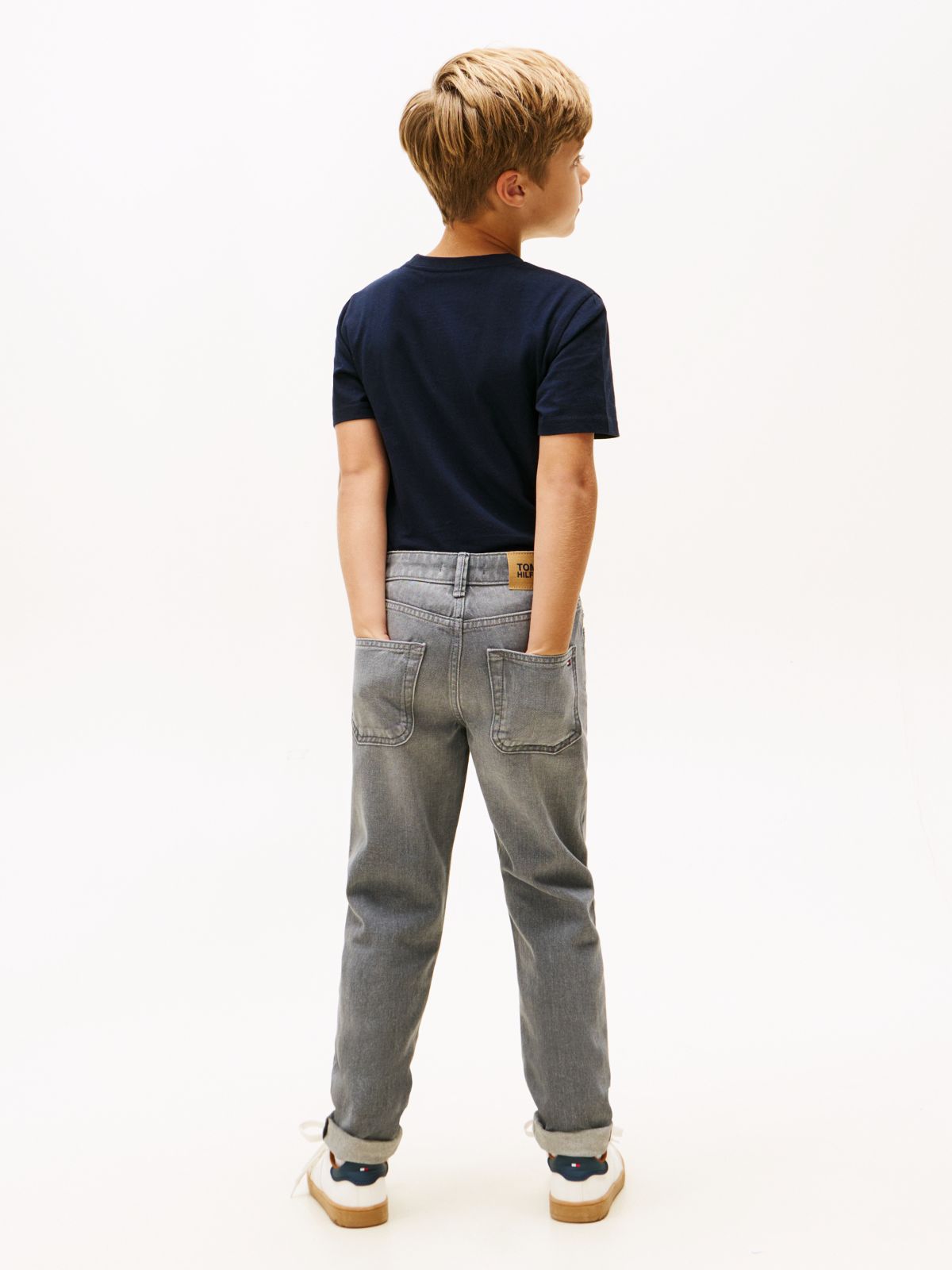 Whiskered Straight Leg Jeans — Black