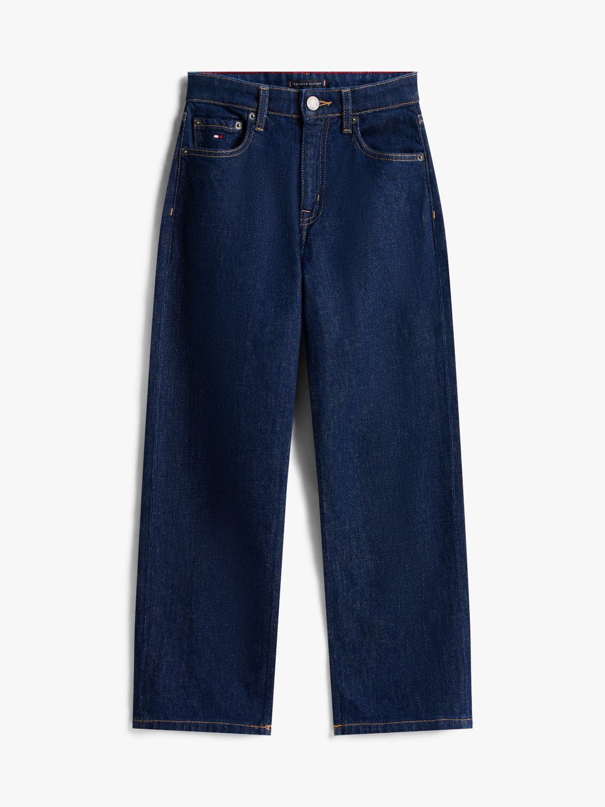 Flag Embroidery Relaxed Jeans — Blue