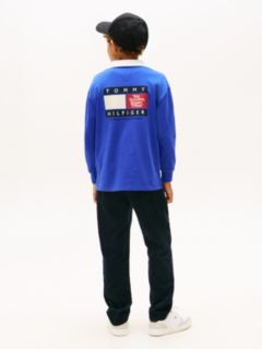 Logo Embroidery Long Sleeve Polo Shirt — Blue 4